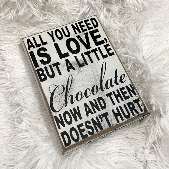 Love chocolate white rectangle sign - Picture 1 of 6